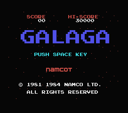 Galaga title screen for MSX
